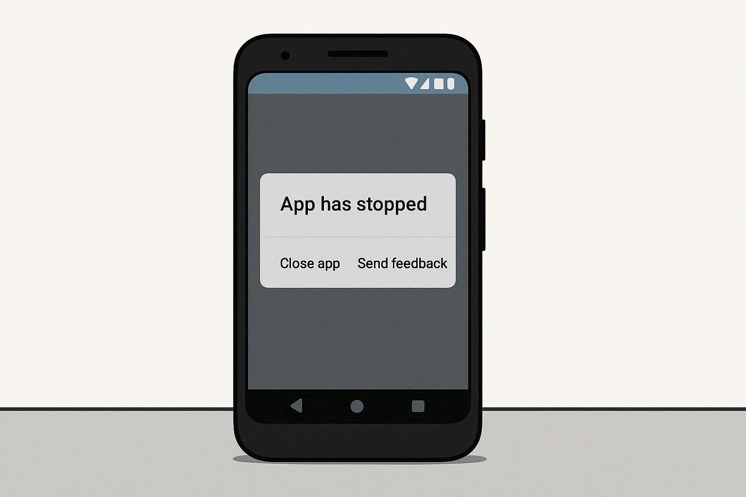 Android phone showing App keeps stopping error dialog popup