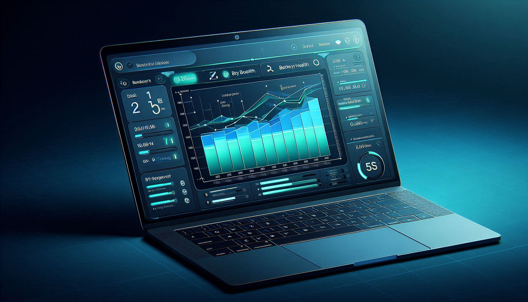 Laptop screen showing battery health report with capacity decline chart on Windows 11
