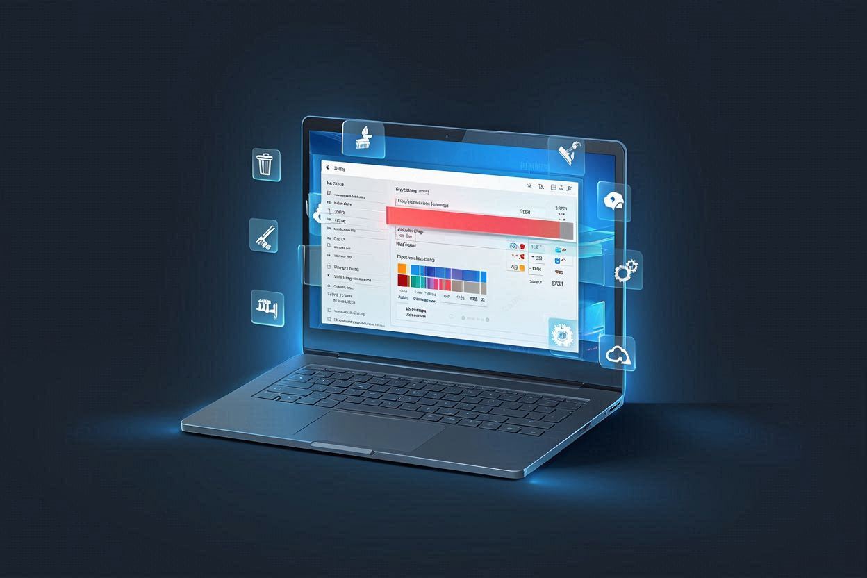 Windows 11 storage settings showing nearly full disk with cleanup options