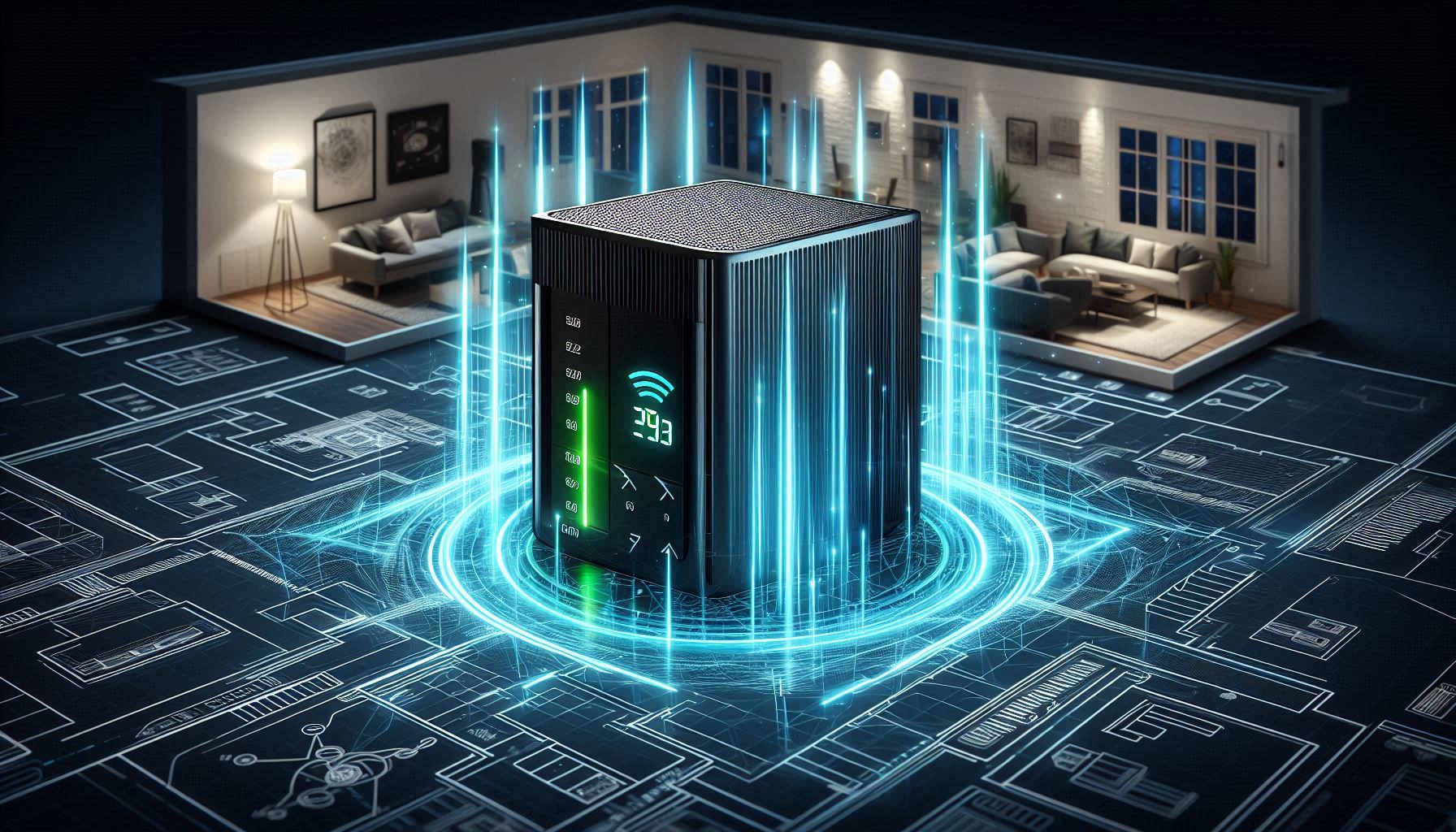 Router admin panel showing WiFi channel settings and signal strength analysis